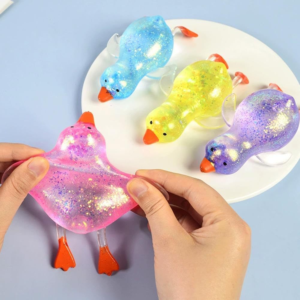 Glitter Duck Squeeze Toy, Stretchy Stress Ball