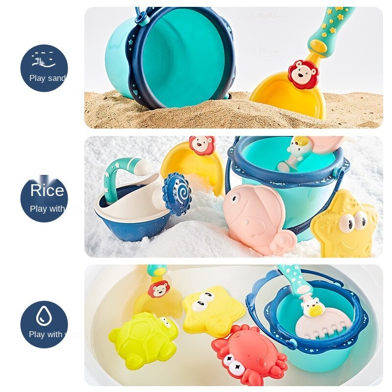 Animal Mold Beach Toy Set, Soft Rubber Sand Tools