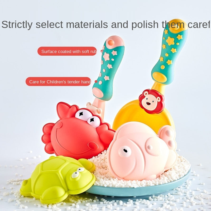 Animal Mold Beach Toy Set, Soft Rubber Sand Tools