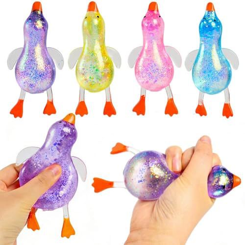 Glitter Duck Squeeze Toy, Stretchy Stress Ball