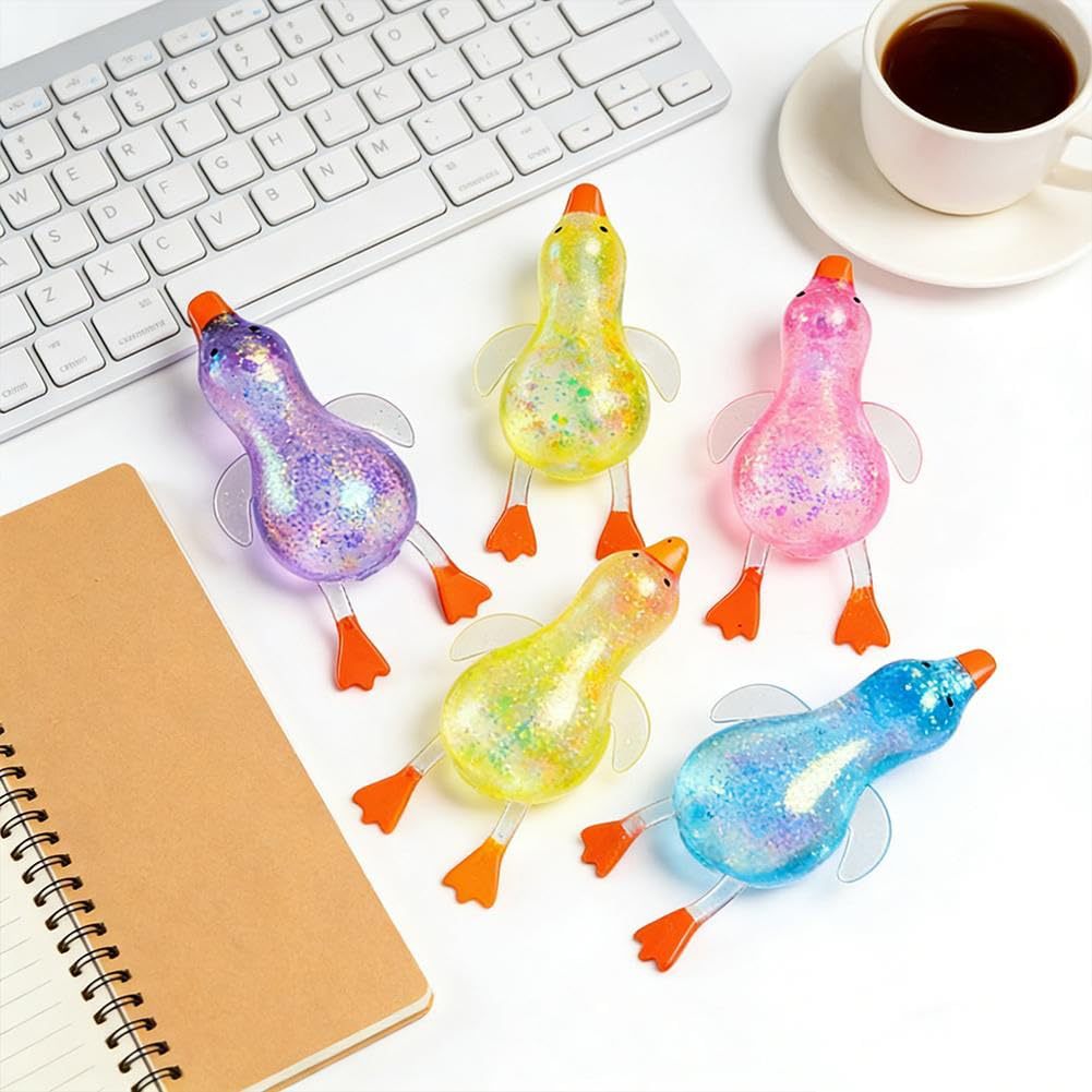 Glitter Duck Squeeze Toy, Stretchy Stress Ball