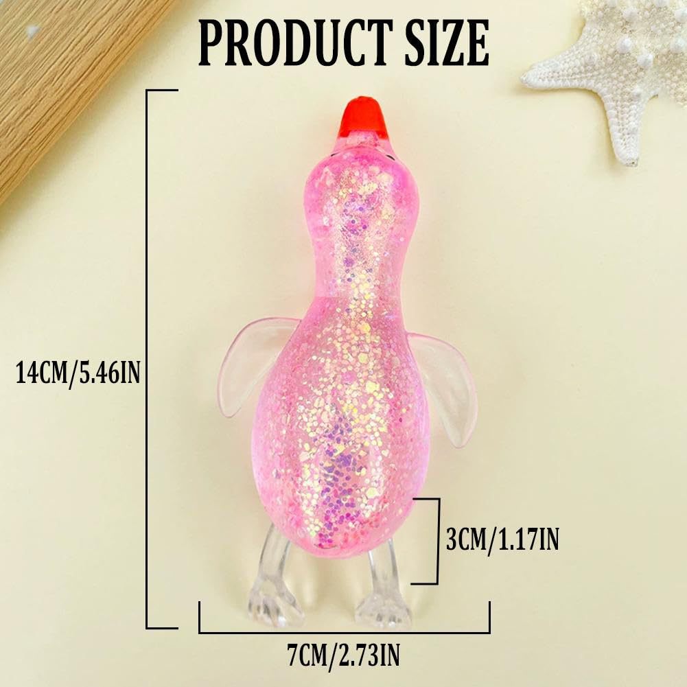 Glitter Duck Squeeze Toy, Stretchy Stress Ball