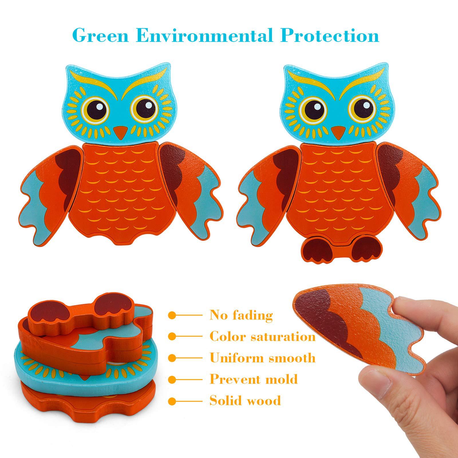 Wooden Peg Puzzle for Toddlers, Animal Shapes